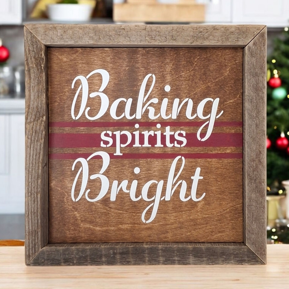 Baking Spirits Bright Painted Wood Gingerbread Sign Christmas Shelf Leaner